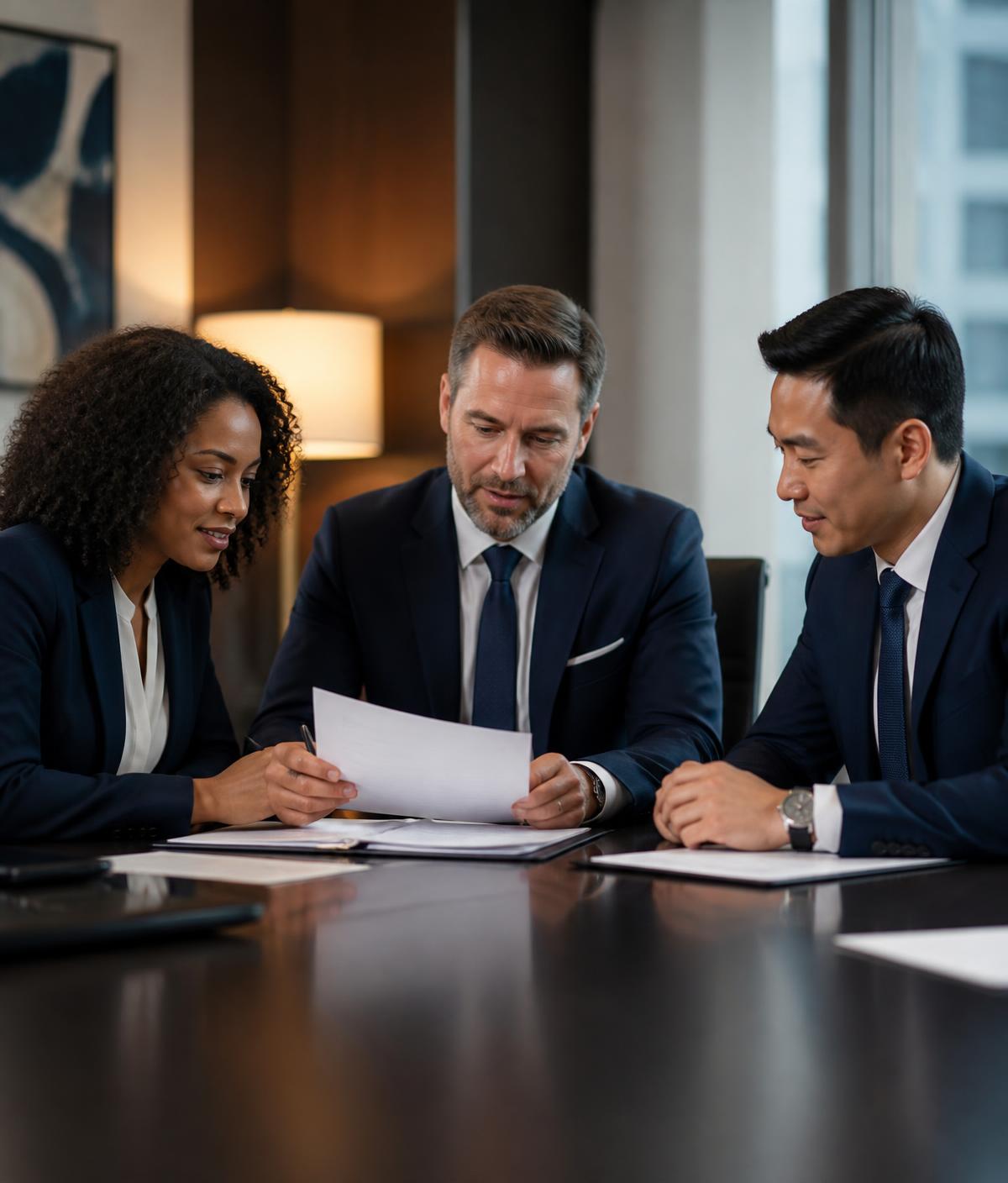 Prosperix advisors reviewing a federal contract proposal with a client